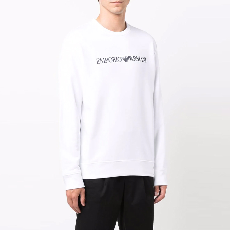 Emporio Armani White Loose-Fit Crewneck Sweatshirt with Letter Print 8N1MR6-1JRIZ-F109 圖 4