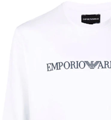 Sudadera Blanca Emporio Armani Suelta Cuello Redondo con Estampado de Letras 8N1MR6-1JRIZ-F109 Sizing Sudadera Blanca Emporio Armani Suelta Cuello Redondo con Estampado de Letras 8N1MR6-1JRIZ-F109