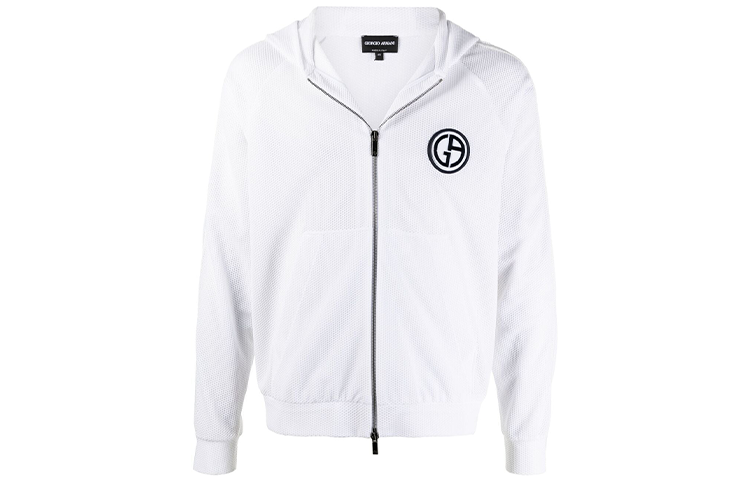 Emporio Armani White Mesh Zip-Up Hoodie Jacket 3KSB72-S-JFJZ