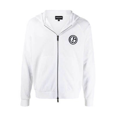 Emporio Armani White Mesh Zip-Up Hoodie Jacket 3KSB72-S-JFJZ