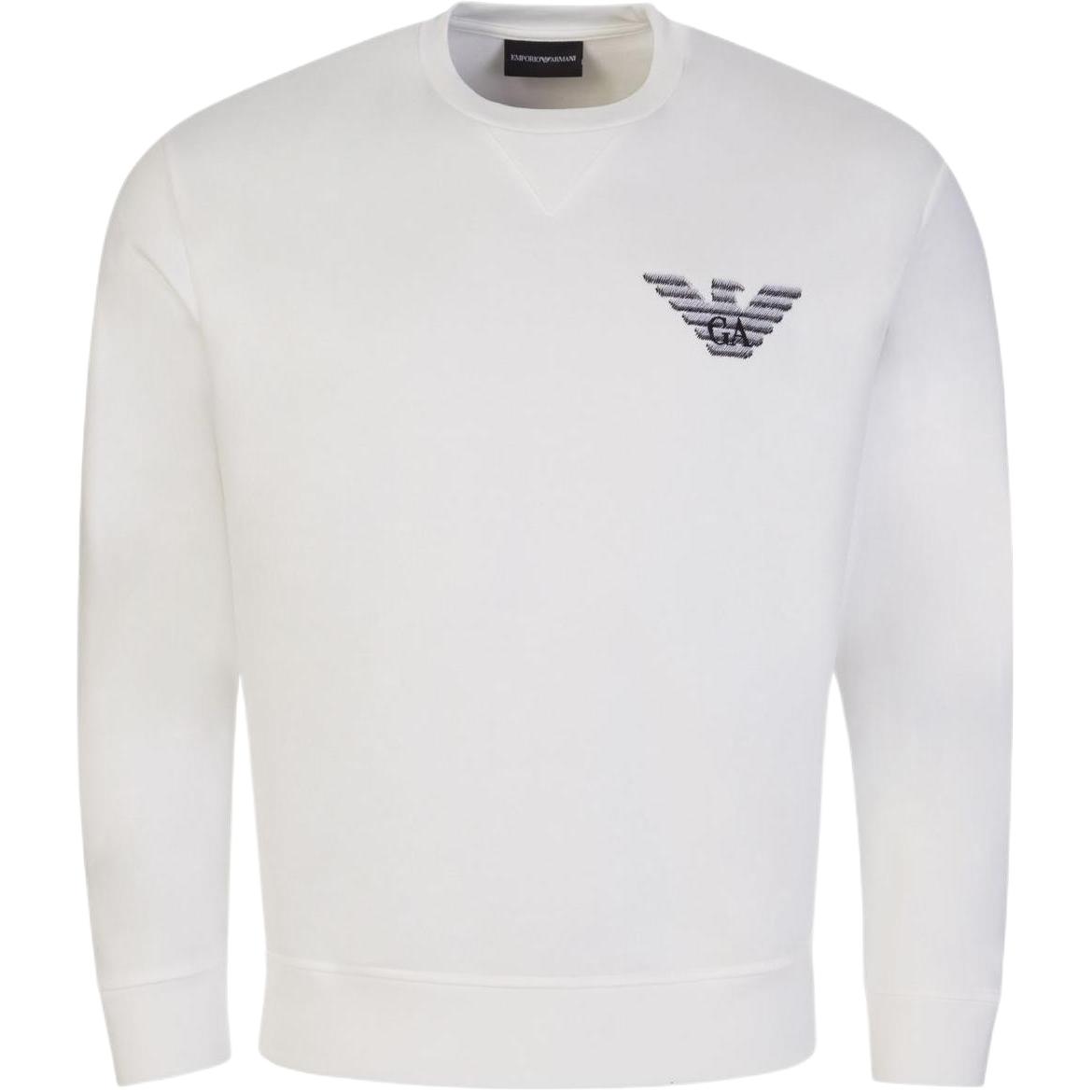 Emporio Armani White Plain Logo Embroidered Sweatshirt 6K1M86-1JQNZ-0101