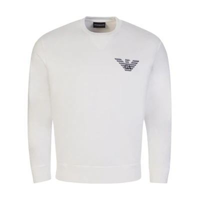 Emporio Armani White Plain Logo Embroidered Sweatshirt 6K1M86-1JQNZ-0101