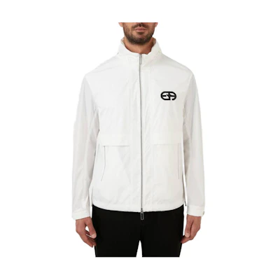 Emporio Armani White Relaxed Fit Zip-Up Printed Jacket 3L1BA1-1NCGZ-0101