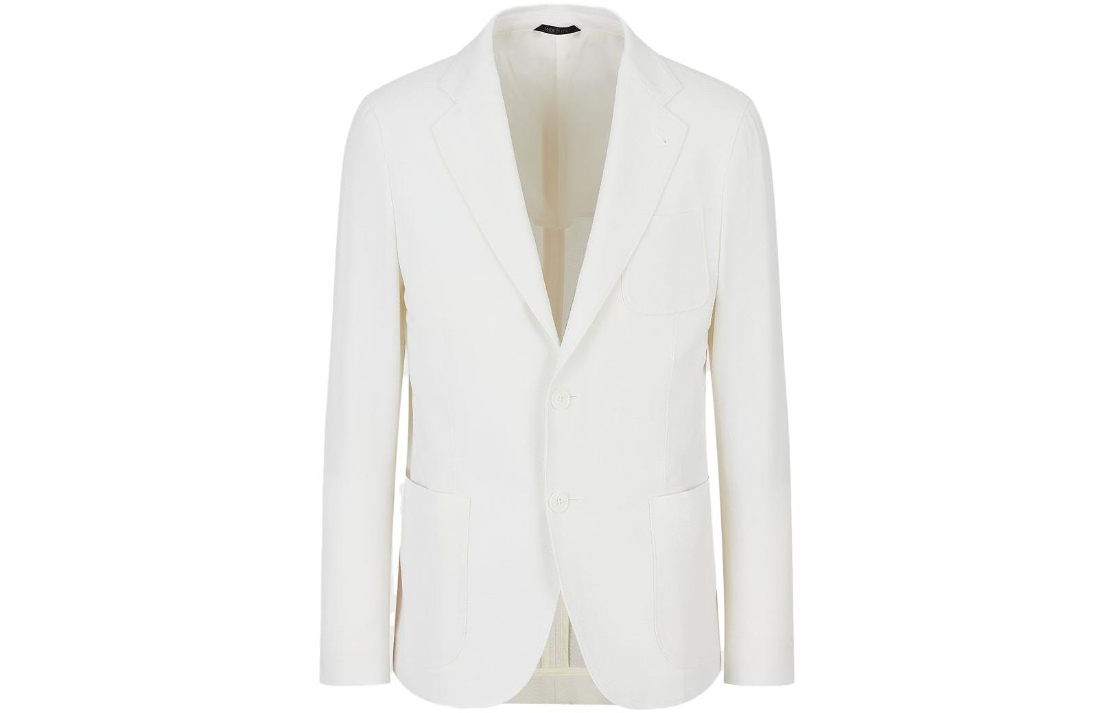 Emporio Armani White Single-Breasted Long Sleeve Jacket 1SGGG0LLT-03IO1-U6SG