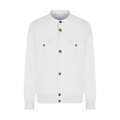 Emporio Armani White Solid Color Crew Neck Long Sleeve Jacket D4SR08-DSP18-1101