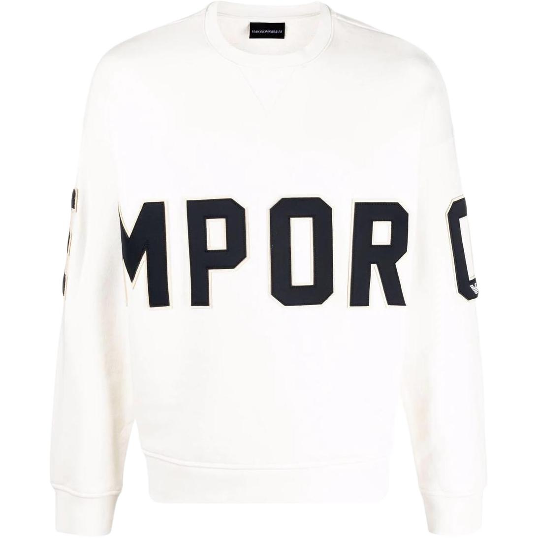 Emporio Armani White Solid Color Logo Patch Long Sleeve Sweatshirt 3L1MCL-1JWPZ-0128