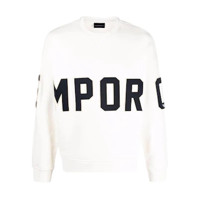 Emporio Armani White Solid Color Logo Patch Long Sleeve Sweatshirt 3L1MCL-1JWPZ-0128
