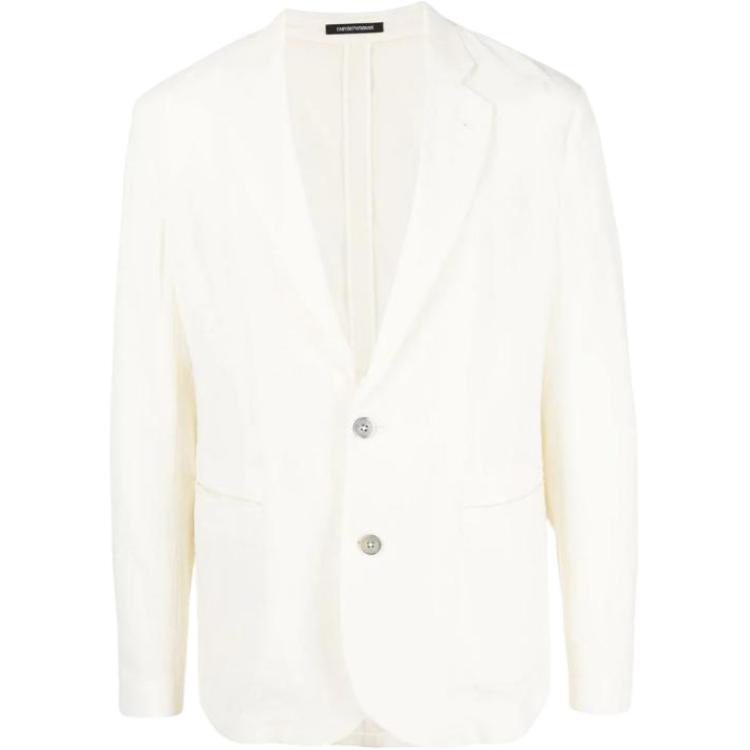 Emporio Armani White Solid Color Long-Sleeve Suit Jacket D41G37-D1455-102