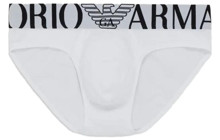 Emporio Armani White Solid Color Slim Fit Letter Briefs 110814CC71600010