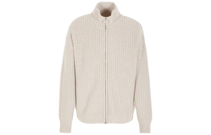 Emporio Armani White Solid Color Stand Collar Long Sleeve Jacket 6R1BZ11-M6PZ1-0112