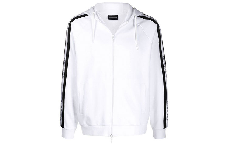 Emporio Armani White Striped Print Zip Hoodie 3H1MG6-1J07Z-0100 圖 2
