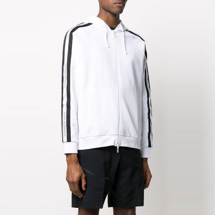 Emporio Armani White Striped Print Zip Hoodie 3H1MG6-1J07Z-0100 圖 3