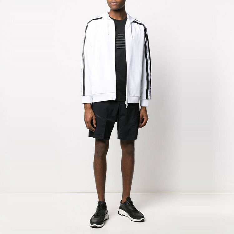 Emporio Armani White Striped Print Zip Hoodie 3H1MG6-1J07Z-0100 圖 5