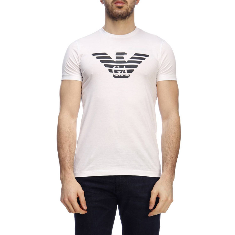 Shop Emporio Armani Kaos Putih dengan Logo Elang 8N1T99-1JNQZ-0100