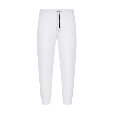 Emporio Armani White Tapered Knitted Jogger Pants. 8N1P92-1JHSZ-0100