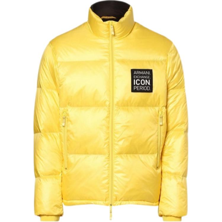 Emporio Armani Yellow Logo Print Puffer Jacket with Stand Collar 8NZBP2-ZNYNZ-1656