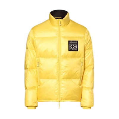 Emporio Armani Yellow Logo Print Puffer Jacket with Stand Collar 8NZBP2-ZNYNZ-1656