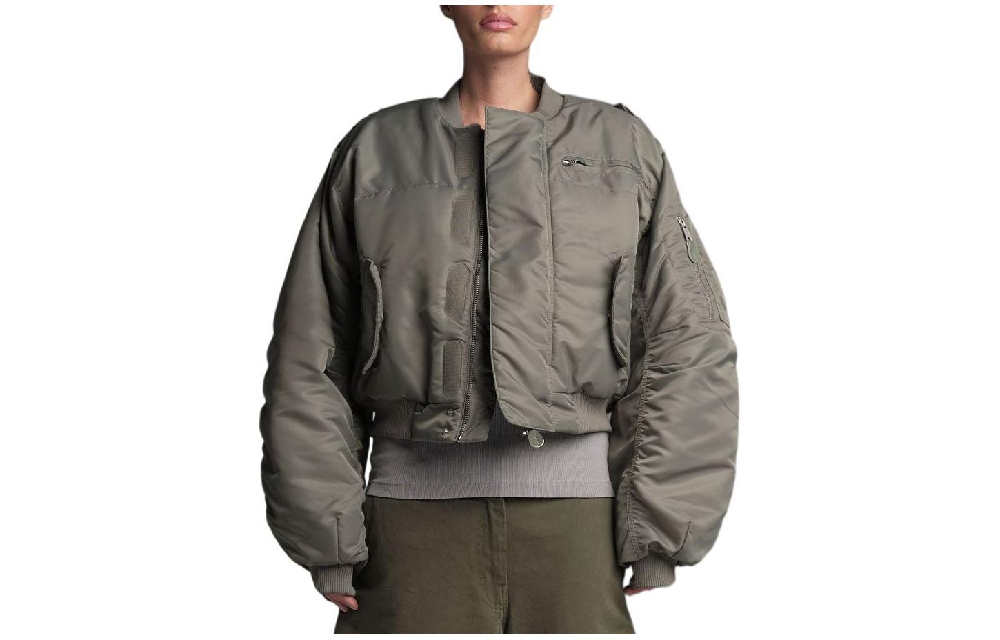 Entire Studios Drop 5 Silver Gray Unisex Stand Collar Velcro Long-Sleeve Jacket ES2234TI