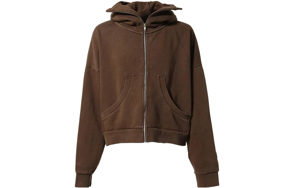 Entire Studios FW23 Brown Hoodie with Cork Detail and Zipper ES2106BT