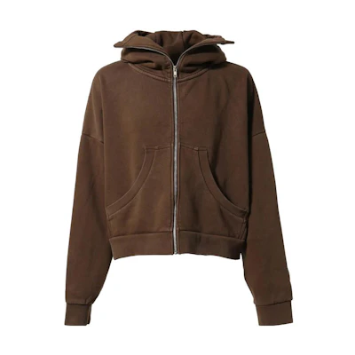 Entire Studios FW23 Brown Hoodie with Cork Detail and Zipper ES2106BT