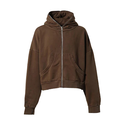 Entire Studios FW23 Brown Solid Color Zip-Up Hoodie Long Sleeve ES2202BT