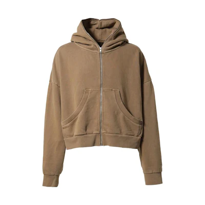 Entire Studios FW23 Cork Detail Zip Hoodie Khaki ES2202CO