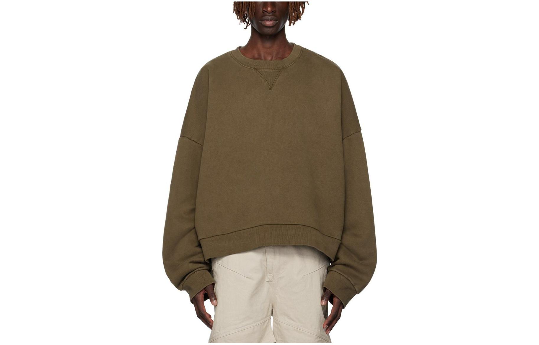 Entire Studios FW23 Crewneck Oversized Ribbed Sweatshirt Brown Style 232940M204001