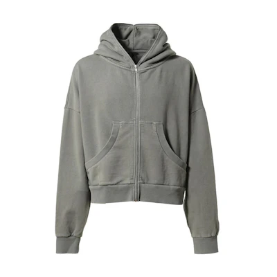 Entire Studios FW23 Gray Hoodie with Cork Detail and Full-Length Zipper ES2202RH