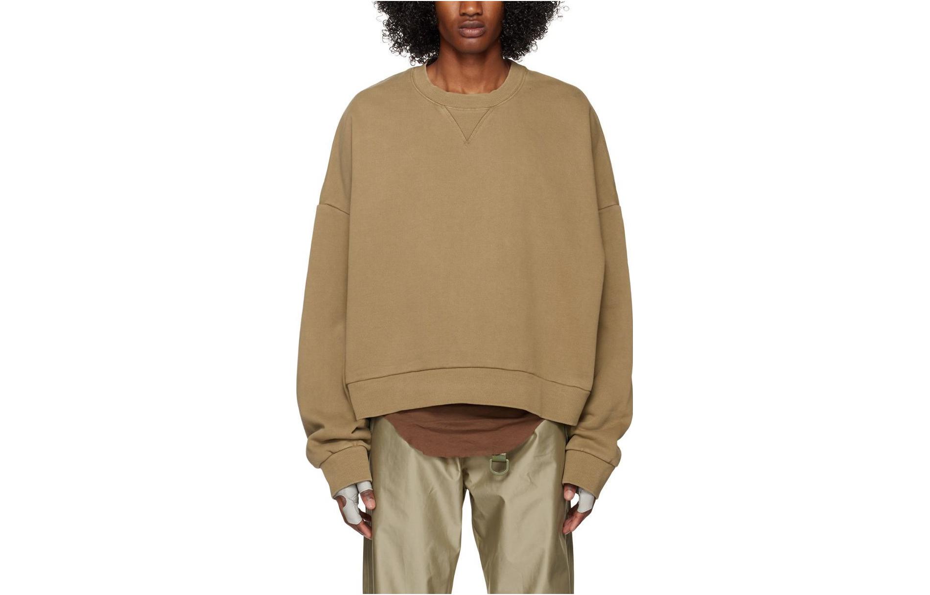 Entire Studios FW23 Khaki Cotton Ribbed Knit Pullover Crewneck Sweatshirt 231940M204001