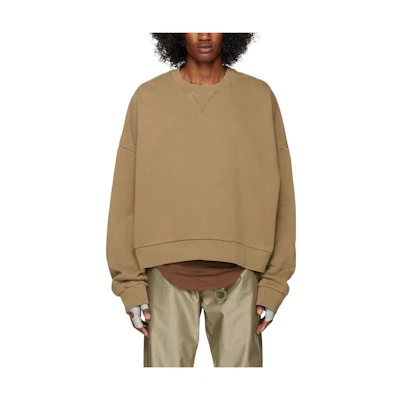 Entire Studios FW23 Khaki Cotton Ribbed Knit Pullover Crewneck Sweatshirt 231940M204001