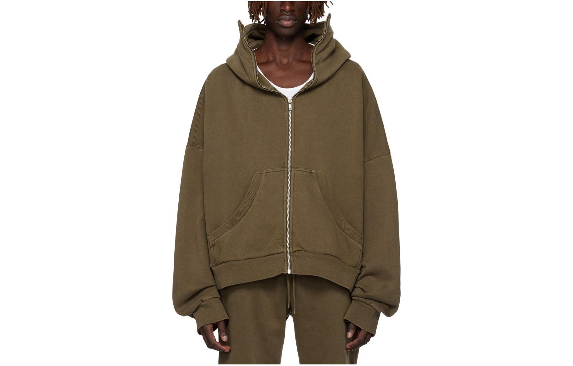 Entire Studios FW23 Oversized Brown Zip-Up Hoodie 232940M202010