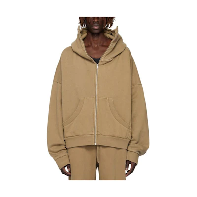 Entire Studios FW23 Oversized Drop Shoulder Zip Hoodie Brown - Pullover 232940M202006