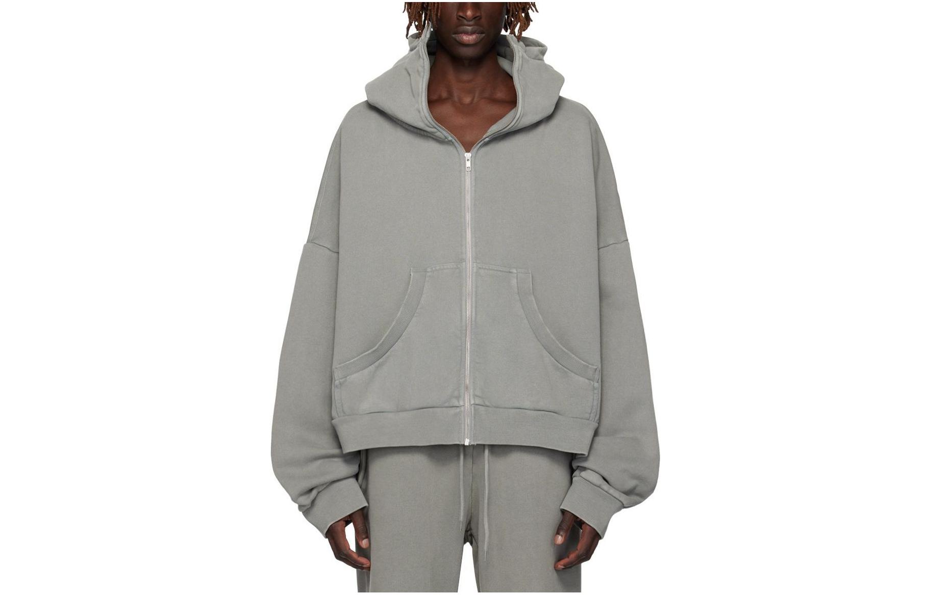 Entire Studios FW23 Oversized Drop Shoulder Zip Hoodie Grey () 232940M202007