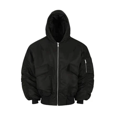 Entire Studios SS24 Drop6 Ribbed Trim Oversized Hoodie Jacket Unisex Black ES2453OI