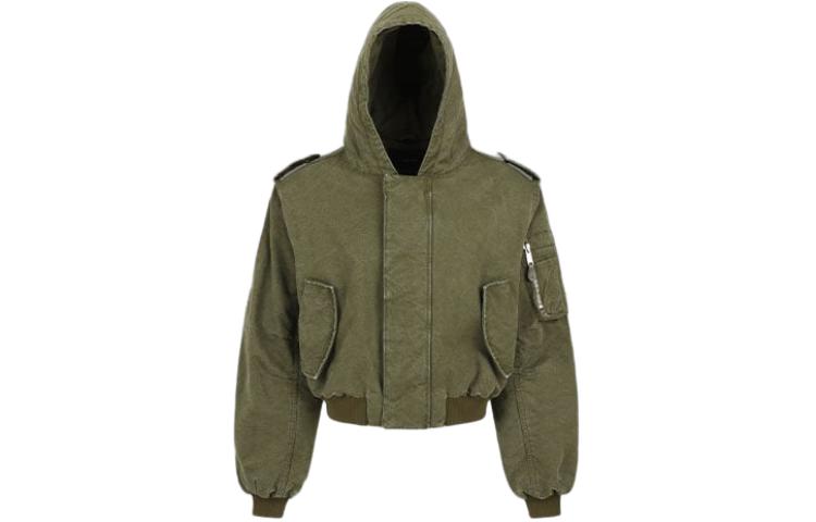 Entire Studios SS24 Drop6 Washed Army Green Hooded Jacket Unisex with Velcro Details ES2307OK