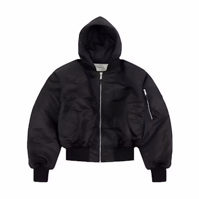 Entire Studios SS24 Drop 8 Oversized Zip-Up Hoodie Flight Jacket Unisex Black ES2539OI