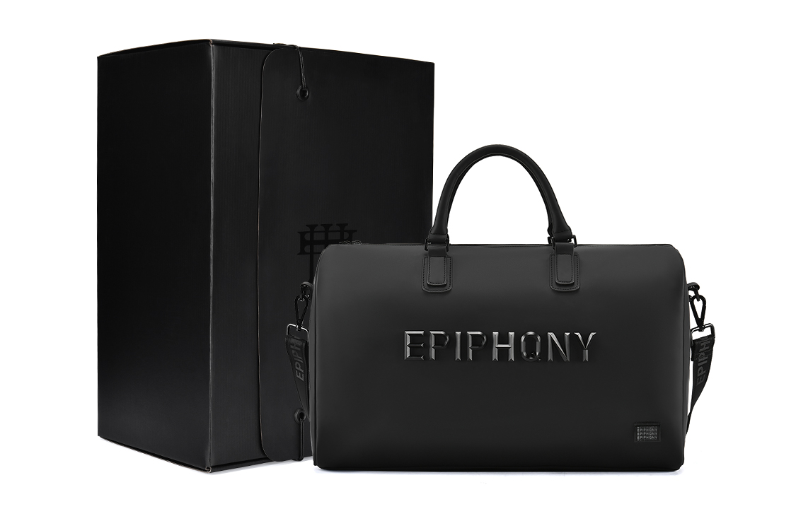 Epiphqny Black Waterproof Metal Logo Multi-Function Travel Bucket Bag Unisex 52087