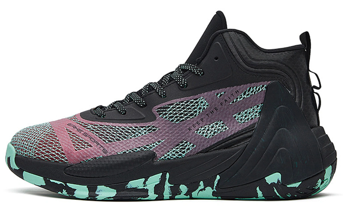 ERKE Basketball Mid 'Black Purple Green'