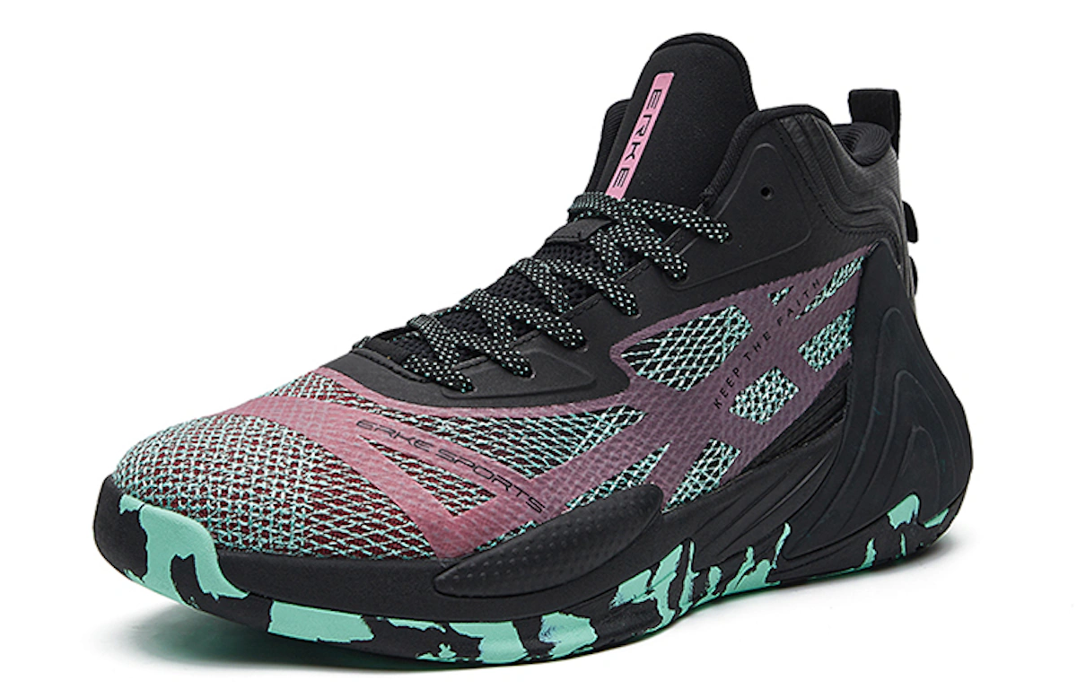 ERKE Basketball Mid 'Black Purple Green'
