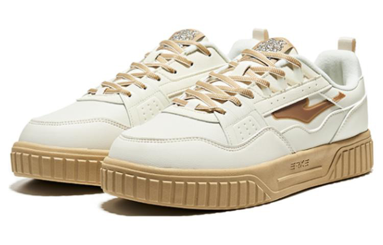 Lookbook 鴻星爾克 復古休閒撞色 防滑耐磨 低幫 板鞋 卡其