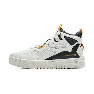 ERKE High-Top Casual Sneaker 'White Yellow Fleece-lined'