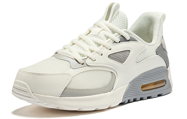 Lookbook 鴻星爾克 網格拼接 減震耐磨 低幫 跑步鞋 男款 白灰色