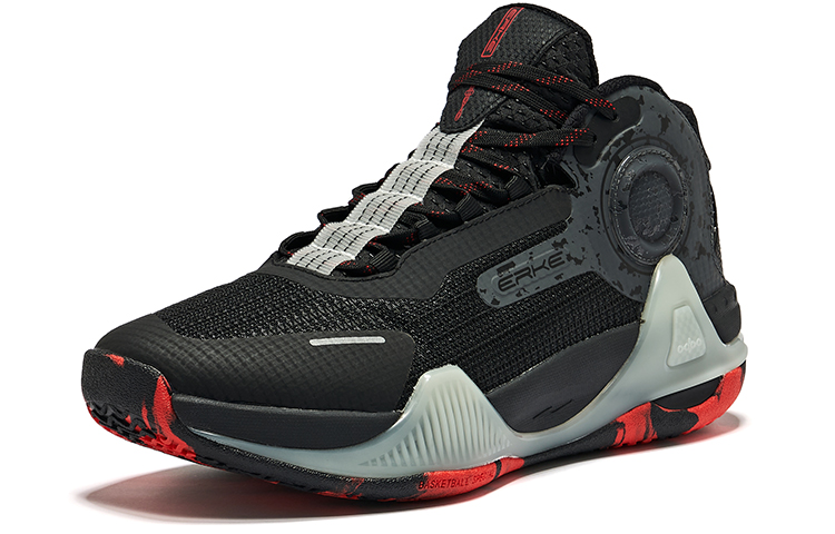 ERKE Hongxing Basketball Mid 'Black Red' 圖 3