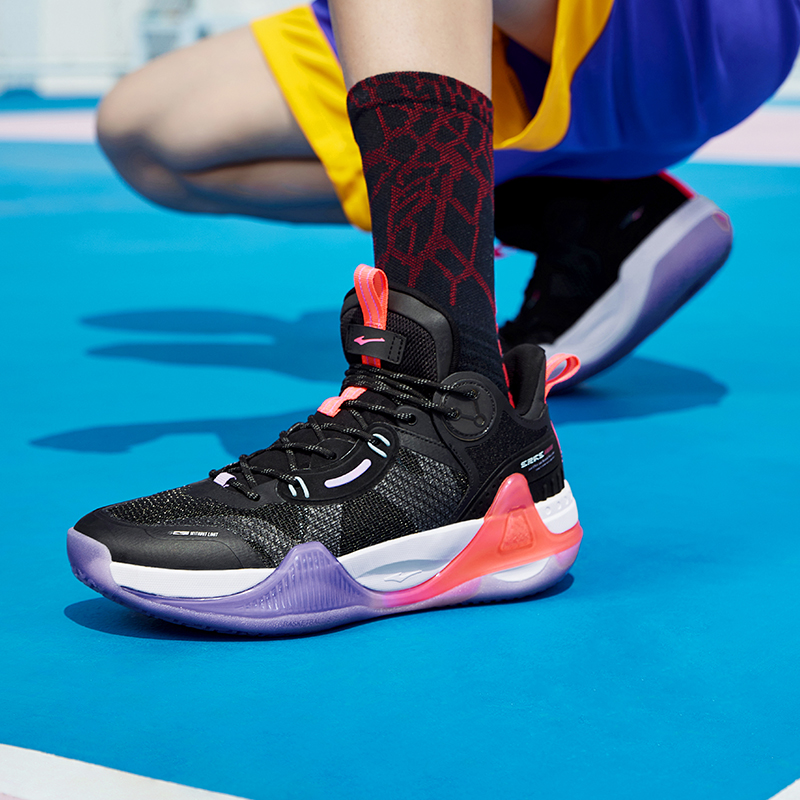 ERKE Hongxing Basketball Shoes Low 'Black Purple' 圖 5