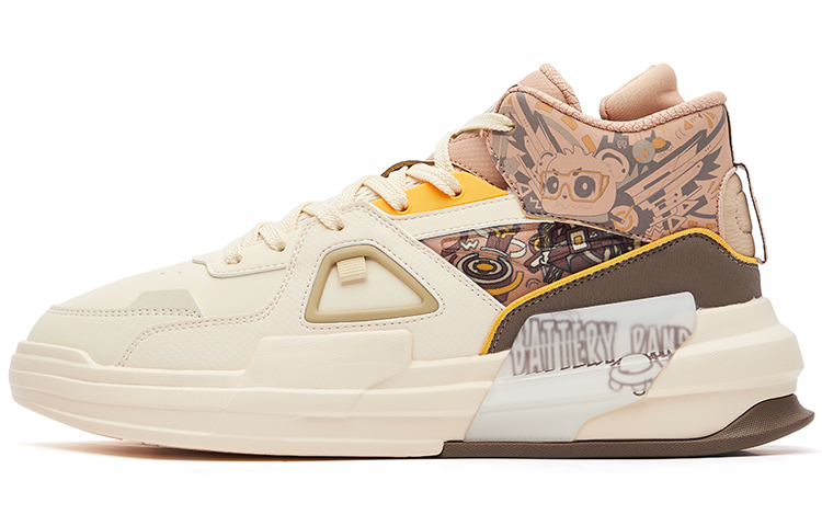 Buy 鴻星爾客 電池熊貓 厚底休閒拼接 高筒 板鞋 男款 羽毛白麋鹿棕