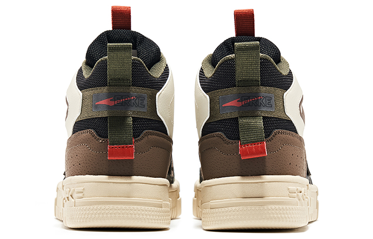 Shop 鴻星爾克 輕便耐磨緩震 高筒 板鞋 男款 未漂本色深綠