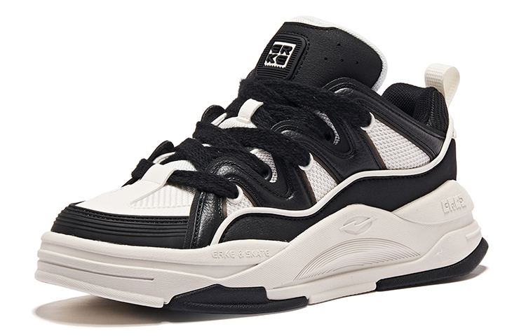 Lookbook 鸿星尔克 滑板鞋 低帮 '白黑' 51123301224-004