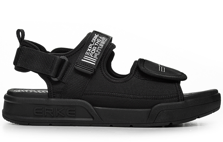ERKE Magic Tape Sandals 'Solid Black' 圖 2