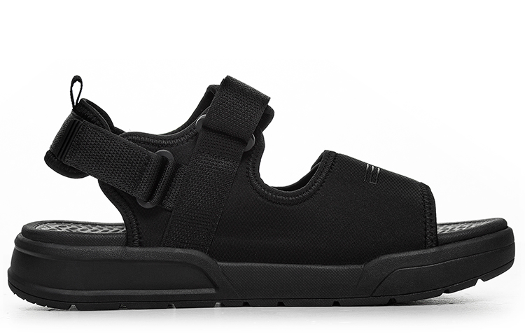 ERKE Magic Tape Sandals 'Solid Black' 圖 3