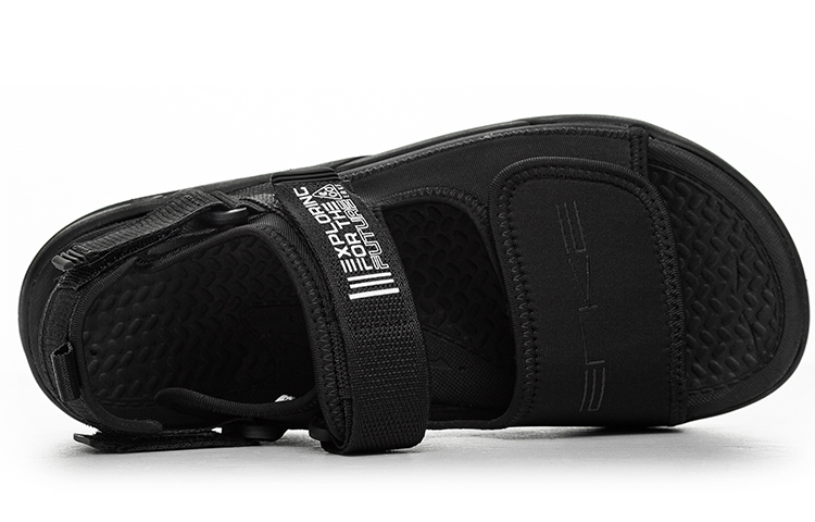 ERKE Magic Tape Sandals 'Solid Black' 圖 4